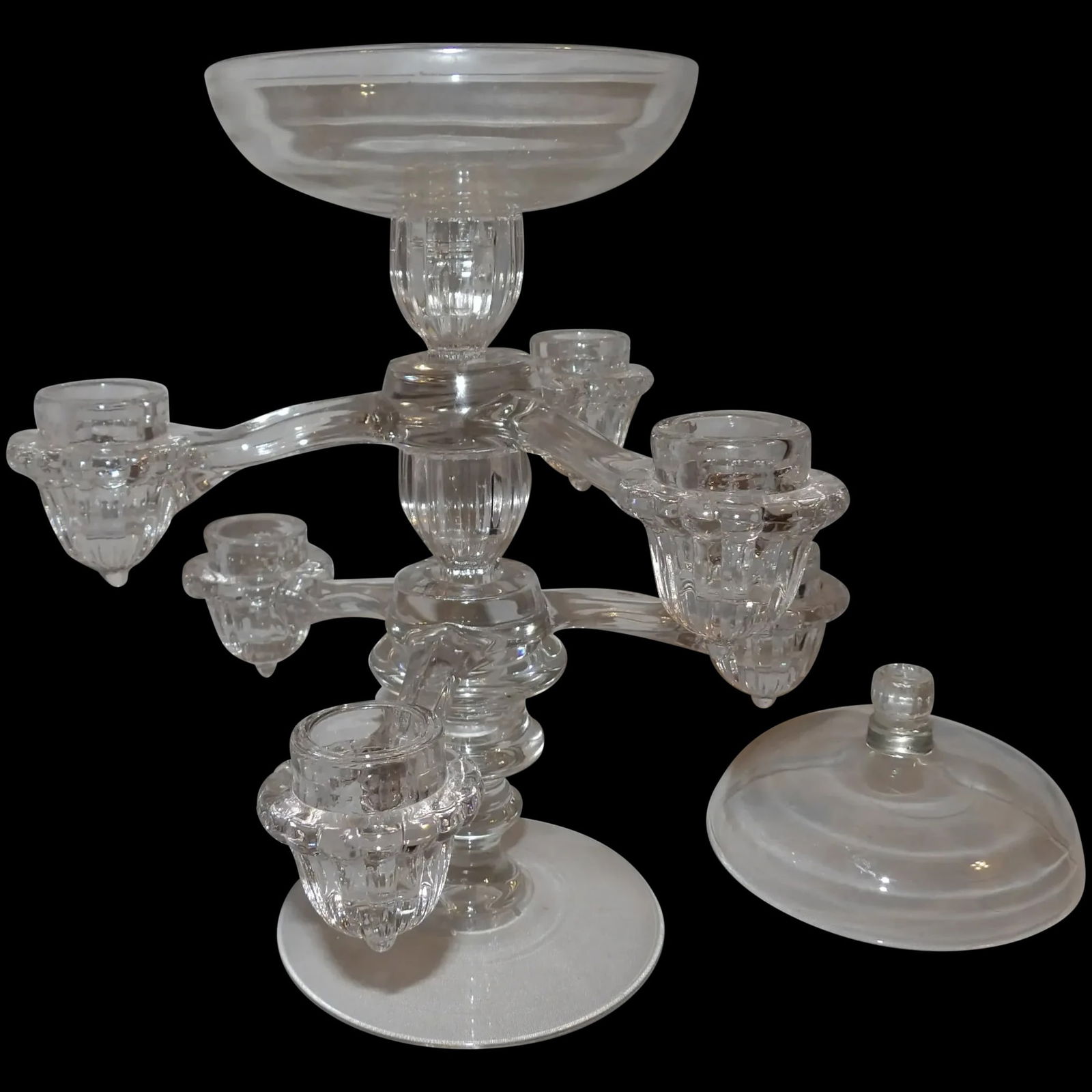 Vintage Cambridge Arms Crystal 3 Arm, 7 Candle Stick (1 of 6)