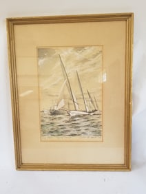 Print of the Flying Cloud, a log canoe