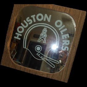 Vintage Defunct NFL Houston Oilers Logo Mirror