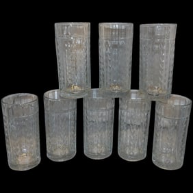 Anchor Hocking Vertical Laurels Leaves Clear Drinking Glass Tumblers- 1987
