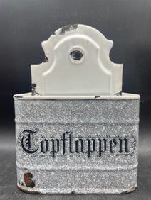 German Enamelware Topflappen Potholder/Napkin Container