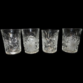 American Brilliant Cut Whiskey Glasses- Floral Cut