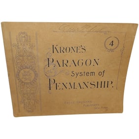 Antique KRONE'S PARAGON Student's School Penmanship Book, English and German Cursive, Lettering Book