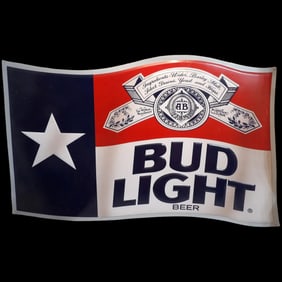 Rare Vintage Bud Light Texas Flag Metal Sign