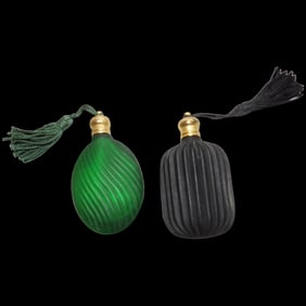Pair of Ribbed Miniature Perfume Bottles