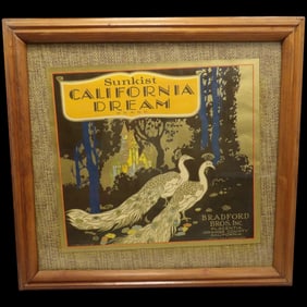 Original Sunkist California Dream Crate Label 1928 Bradford Bros.