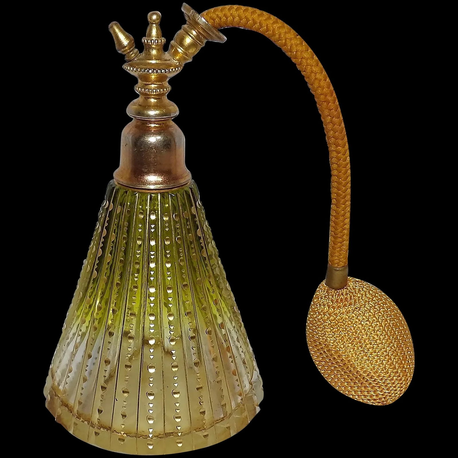 Vintage Green Cone Shaped Perfume Bottle (1 of 6)