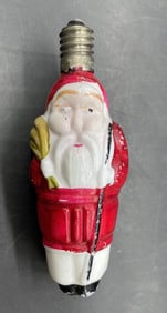 VINTAGE Glass Figural Light Bulb Christmas Santa Claus