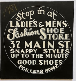 VINTAGE FOLK ART HAND PAINTED ADVERTISEMENT SIGN for ELECTRIC SHOE REPAIRING