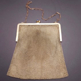 Whiting & Davis Art Deco Gold Toned Soldered Mesh Evening Purse