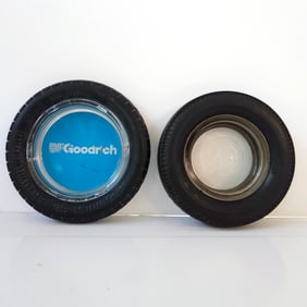 BF Goodrich Rubber Tire Advertising Ashtrays set of 2