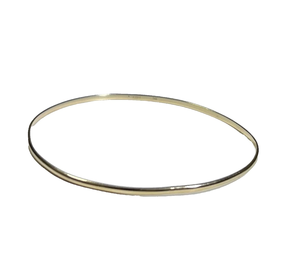 14K Yellow Gold KBH Reclaimed Skinny Bangle Bracelet Stackable Jewelry (1 of 11)