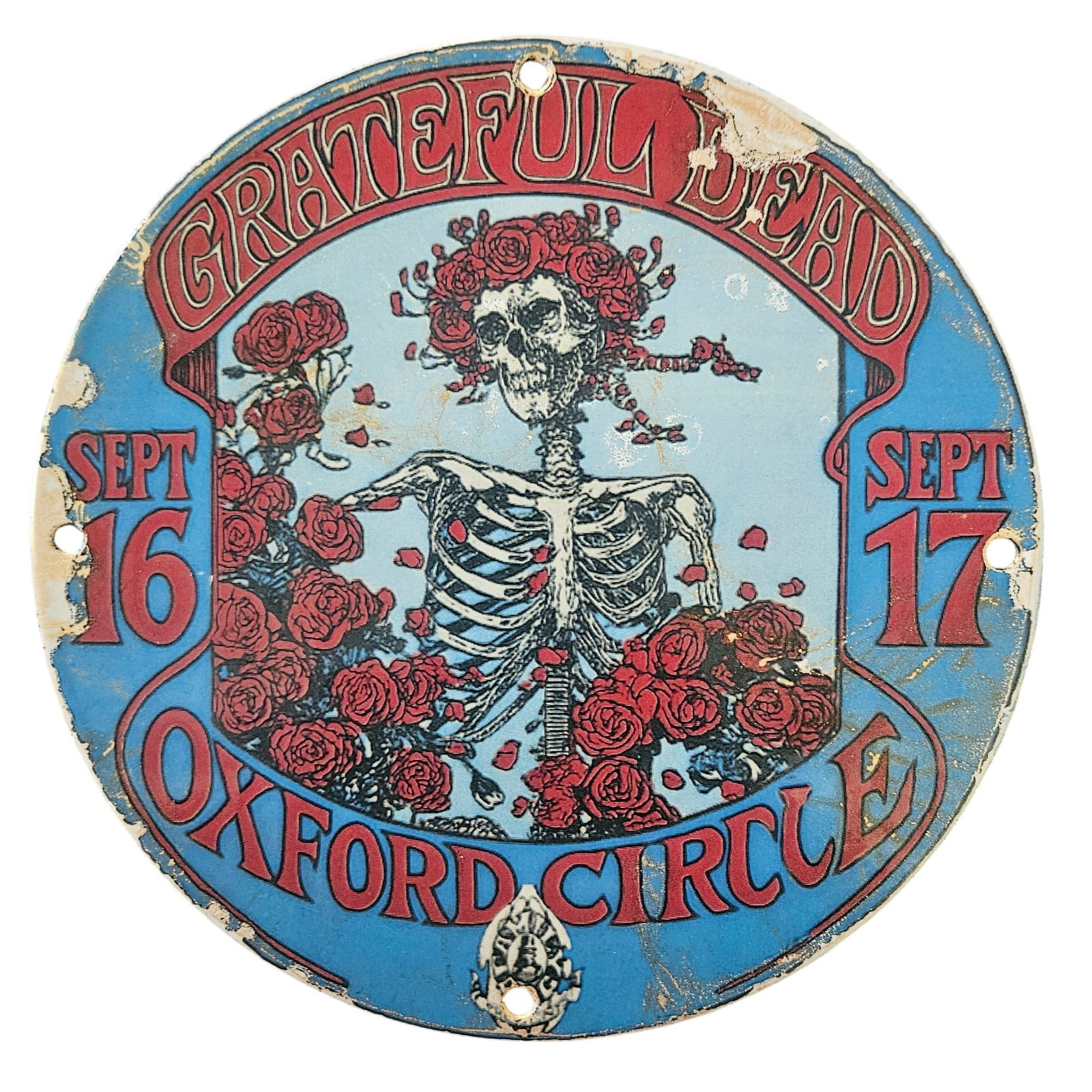Grateful Dead Oxford Circle 8" Sign – Distressed Vintage Porcelain (1 of 2)
