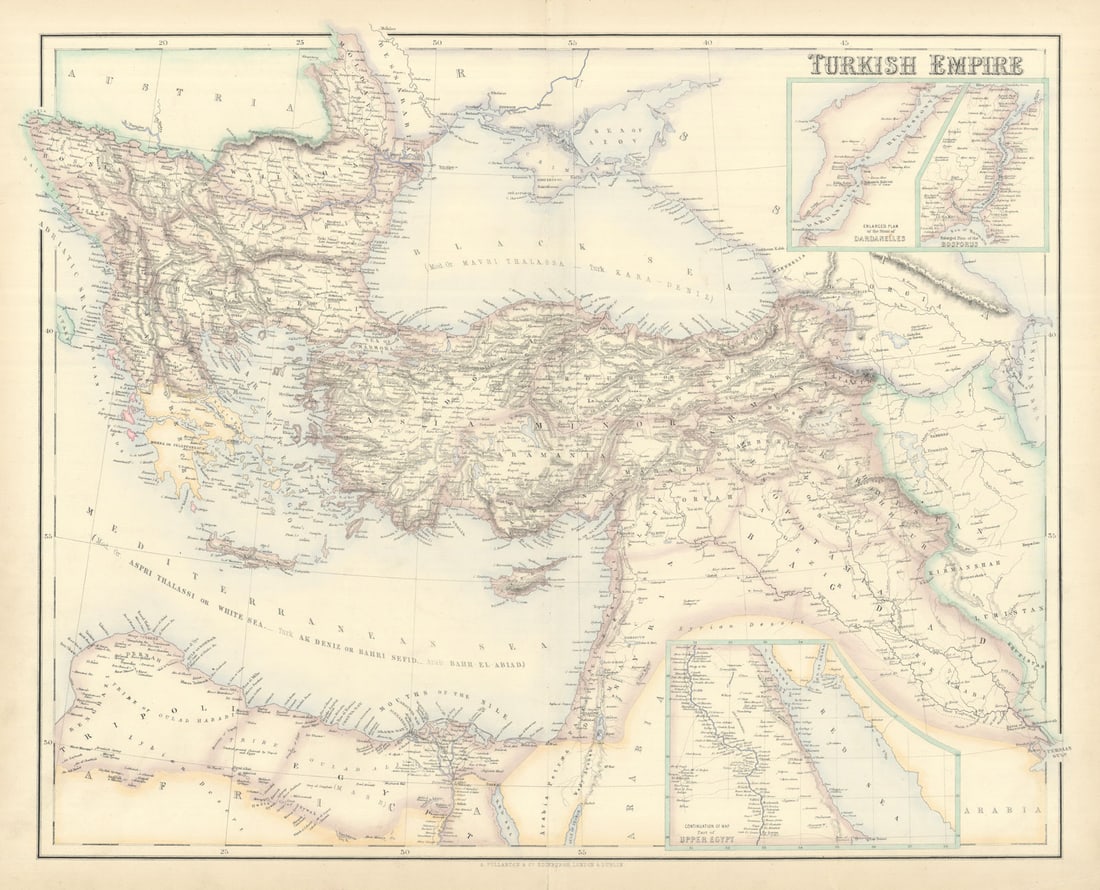 Turkish Empire. Turkey Balkans Levant. Dardanelles & Bosphorus SWANSTON 1860 map (1 of 1)