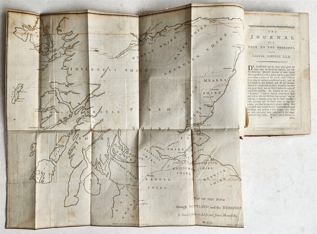 1786 TOUR to HEBRIDES JOURNAL w/SAMUEL JOHNSON by JAMES BOSWELL antique w/MAP (1 of 9)