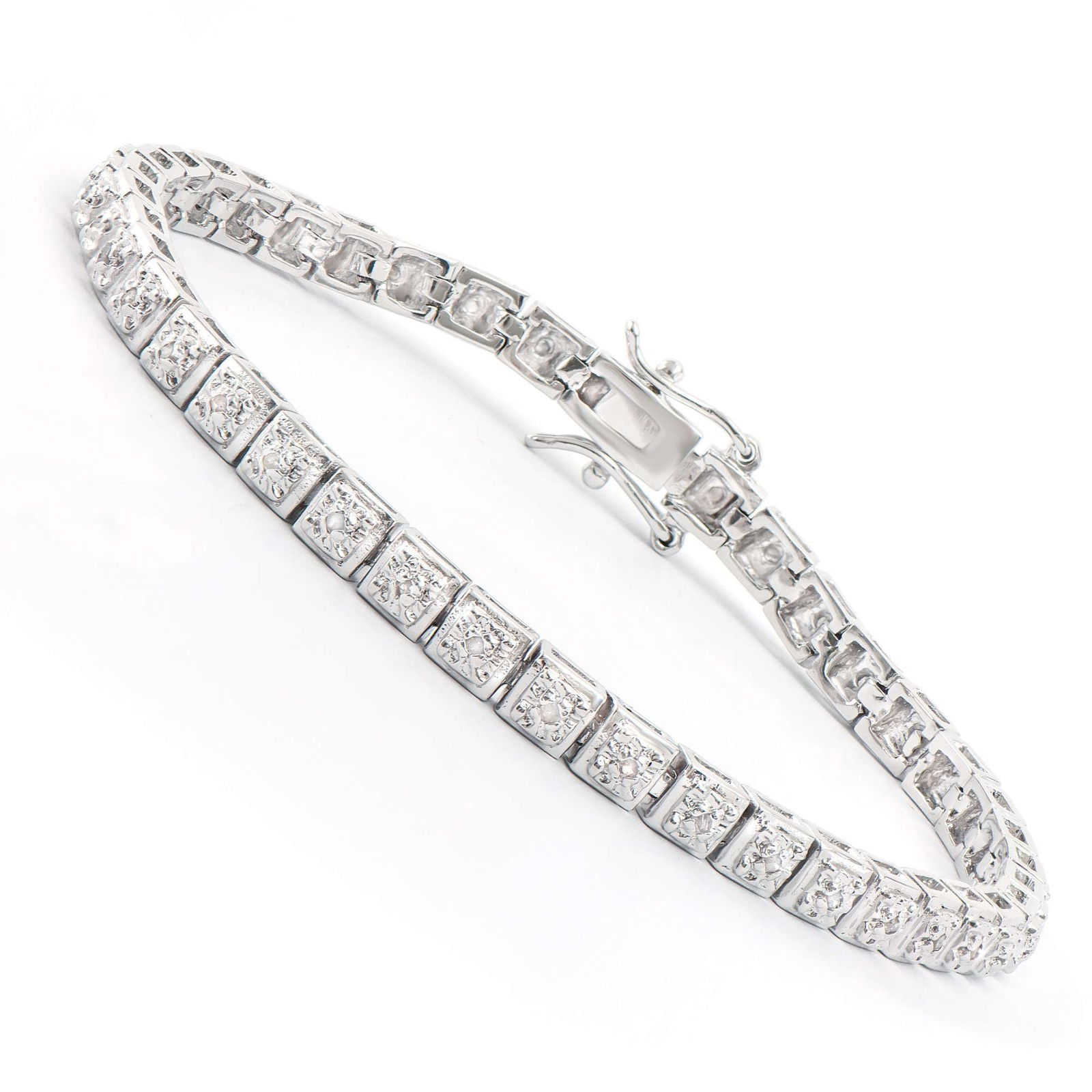 0.32 TW CTS DIAMONDS RHODIUM PLATED DESIGNER BRACELET SIZE 7.5 INCHES (1 of 2)