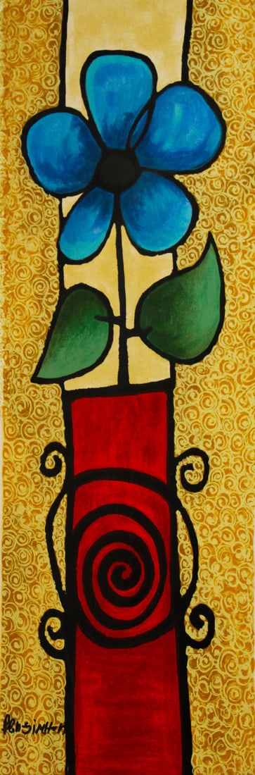 Bud Vase by Avi Ben Simhon: Description: Bud Vase by Avi Ben Simhon (limited edition, About the artist: Avi Ben Simhon, born in Fez, Morocco, in 1947, crafts artworks marked by vibrant colors and dynamic textures, evoking joy. I