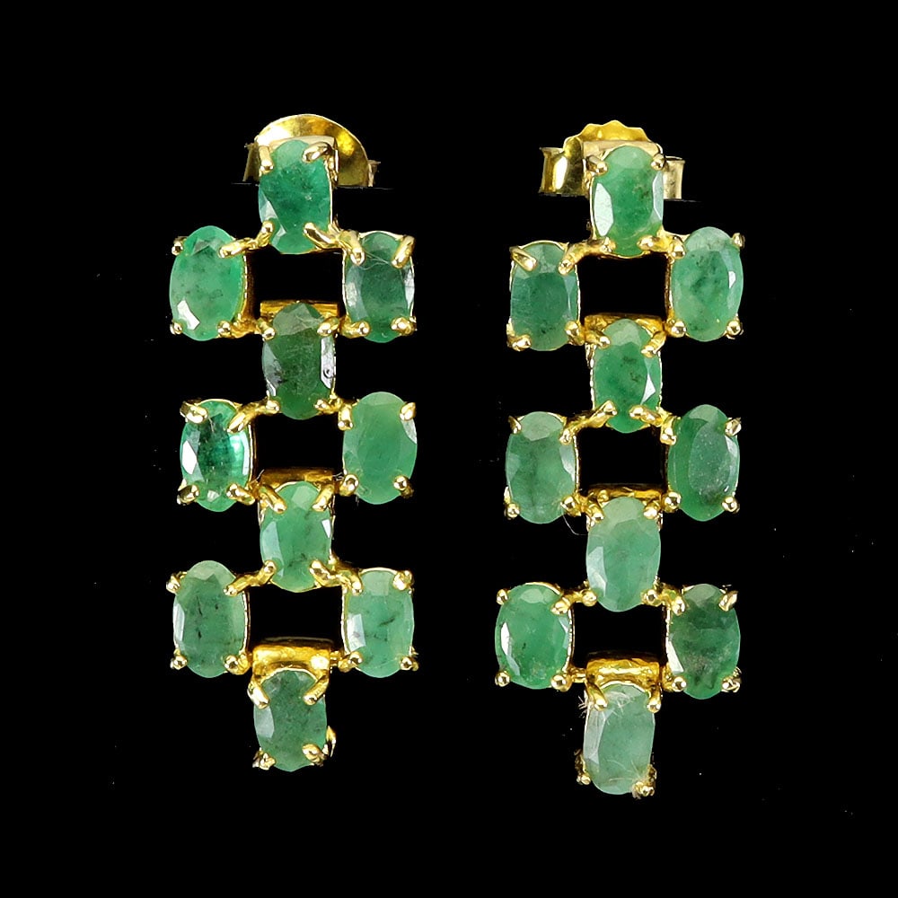 Sterling Silver Earrings with Emeralds (1 of 3)