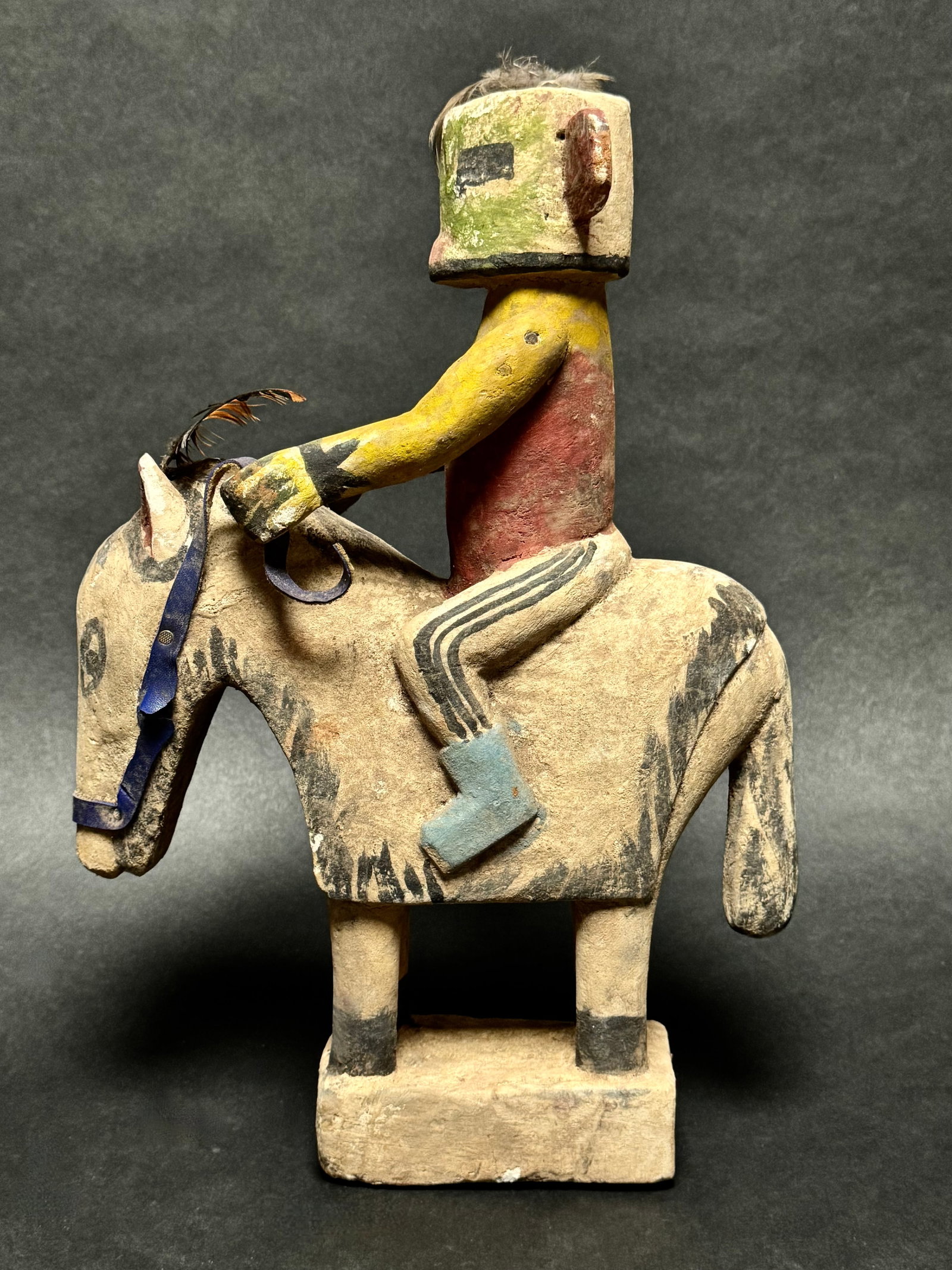 Horse and Rider Figure Zuni - New Mexico USA: This exceptional Zuni horse and rider figure comes from an old private collection in the Netherlands, held since 1980. Traditionally crafted by the Zuni people of New Mexico, such figures reflect aspe