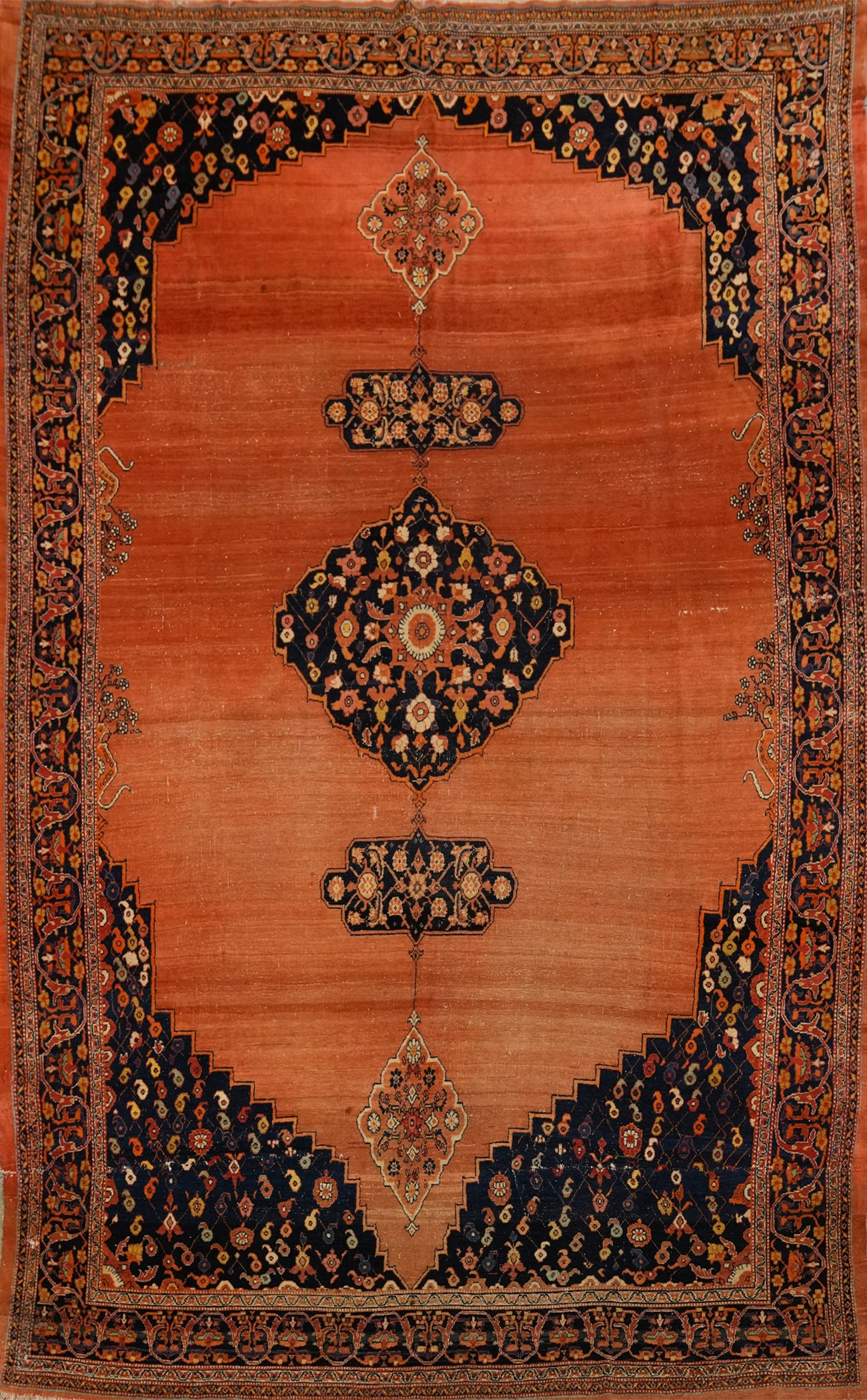 Antique Vegetable Dye Sarouk Farahan Persian Area Rug 9x13: Title: Antique Vegetable Dye Sarouk Farahan Persian Area Rug 9x13 Description:A Beautiful Genuine Iran ( Persia ) Sarouk rug is Hand Knotted by skillful weavers in Iran ( Persia ) with