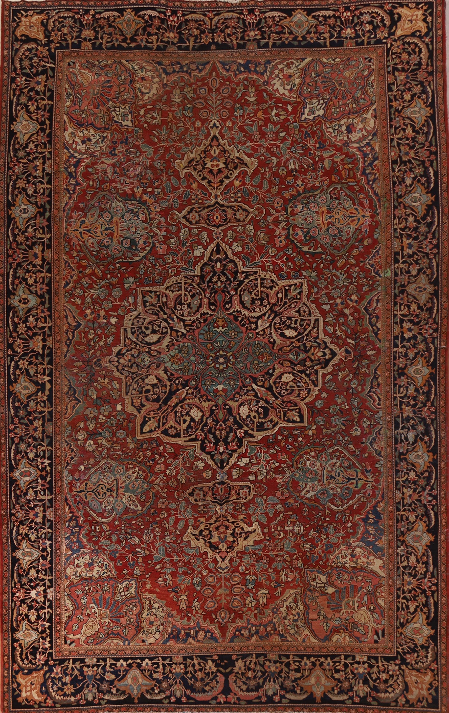 Pre-1900 Antique Sarouk Farahan Persian Vegetable Dye Rug 10x13: Title: Pre-1900 Antique Sarouk Farahan Persian Vegetable Dye Rug 10x13 Description:A Beautiful Genuine Iran ( Persia ) Sarouk (Farahan) rug is Hand Knotted by skillful weavers in Iran ( P
