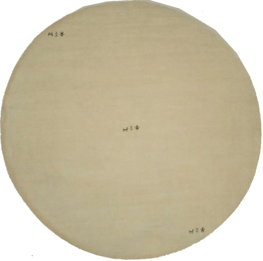 Solid Cream 8X8 Oriental Modern Round Rug (1 of 11)