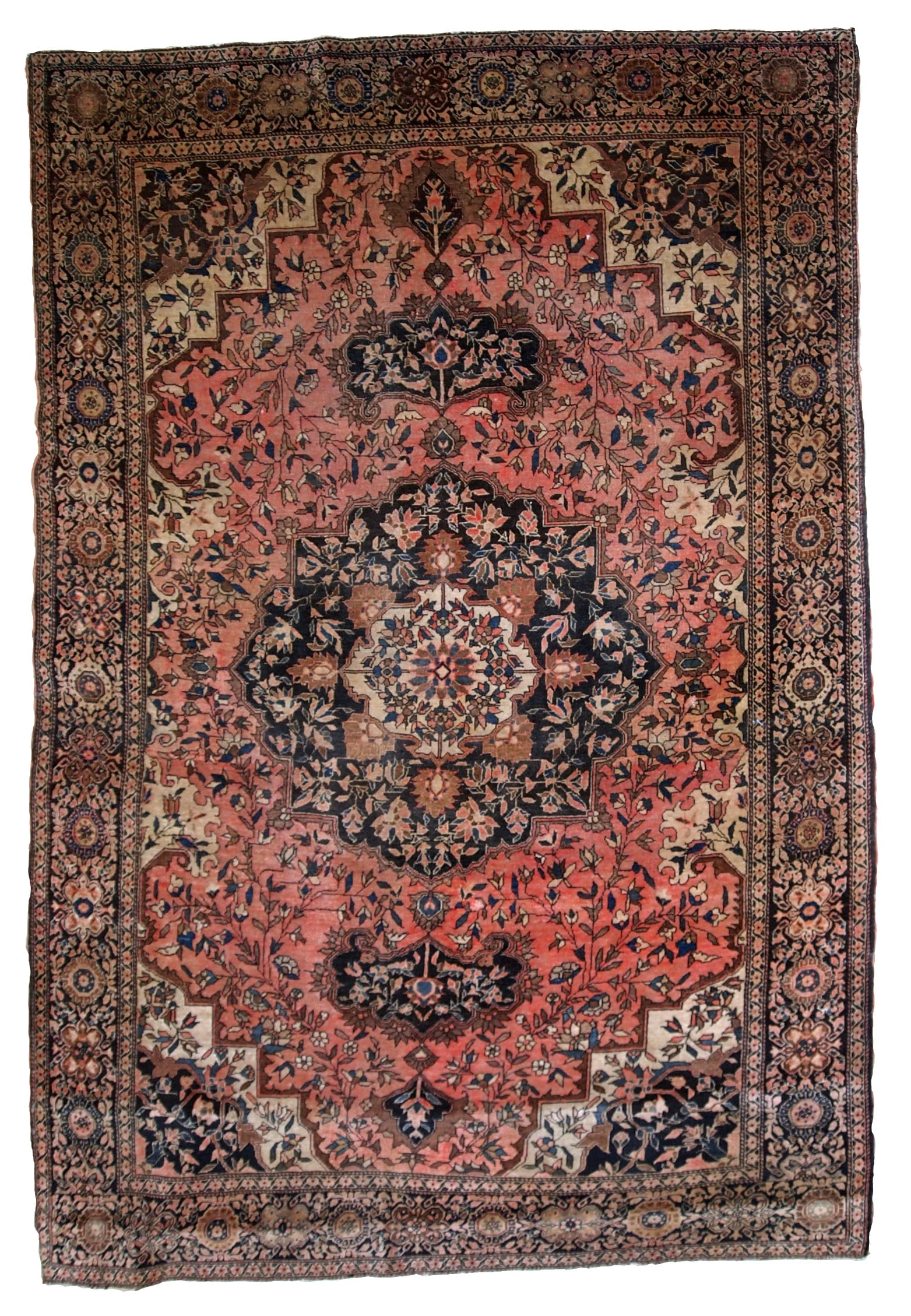 Handmade antique Persian Sarouk Farahan rug 4.1' x 6.3' (125cm x 192cm ) 1880s: Title:Handmade antique Persian Sarouk Farahan rug 4.1' x 6.3' (125cm x 192cm ) 1880s Origin:Middle East Dimension:4.1' x 6.3' (125cm x 192cm) Materials:wool Year:1880s Description:Handmade antique Per