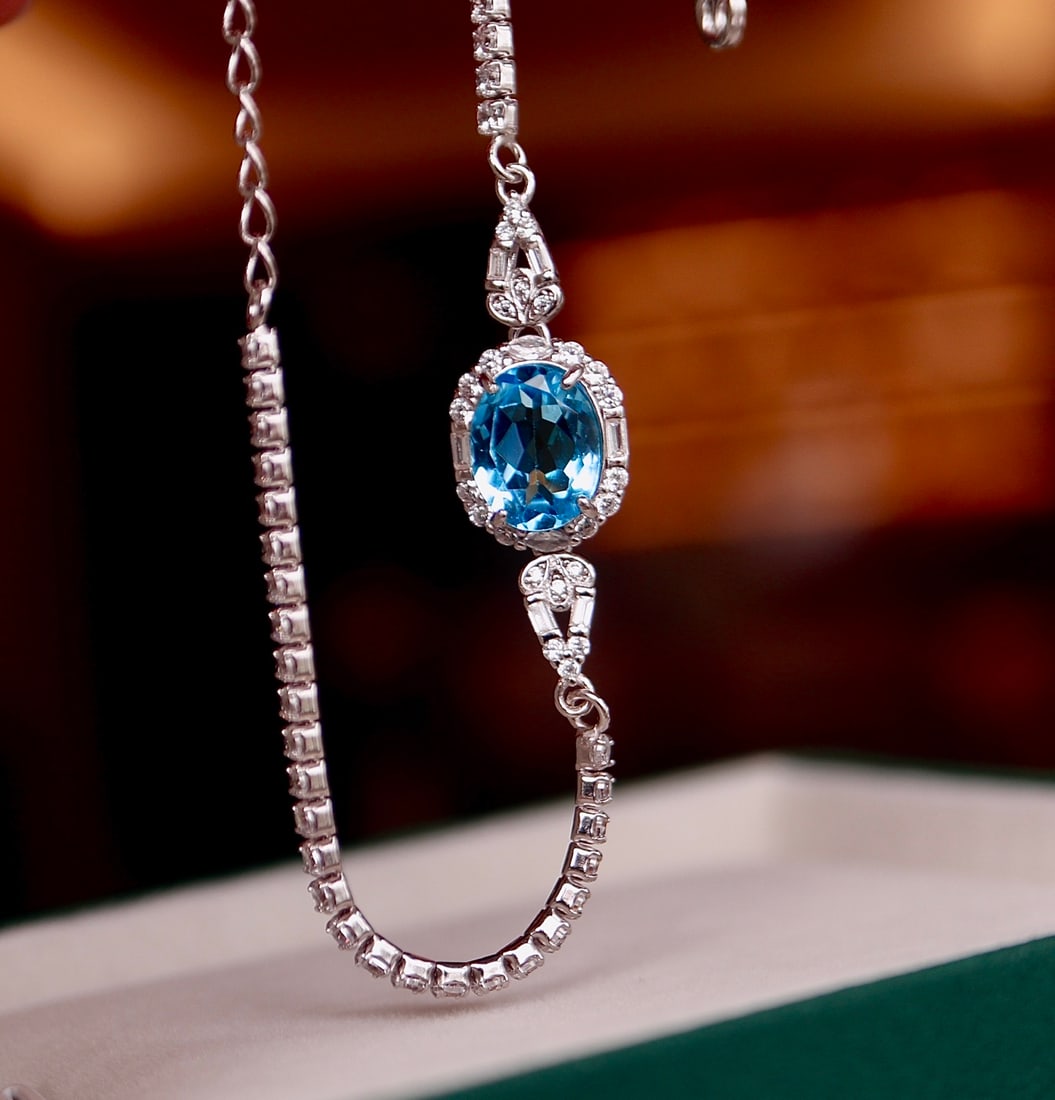 Natural Topaz Sterling Silver Bracelet (1 of 9)