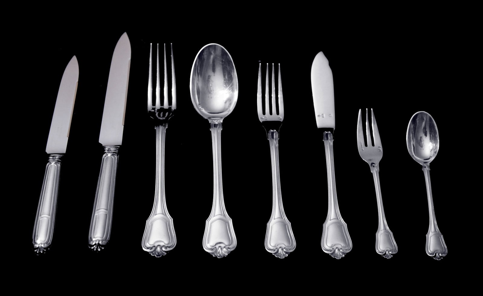 Christofle (Cardeilhac) 88pc. Antique Sterling Silver Flatware Set, Germain Port Royal !: Title: Christofle (Cardeilhac) 88pc. Antique Sterling Silver Flatware Set, Germain Port Royal ! Description:Direct from Paris, a magnificent 88pc. French antique sterling silver flatware set by France
