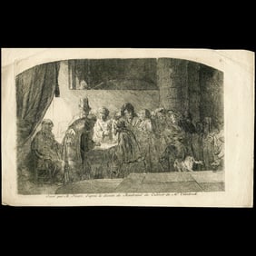 Judas Receiving the Thirty Pieces of Silver – Engraving after Rembrandt by Bernard Picart,