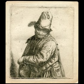 18th-Century Etching after Adriaen van Ostade – Laughing Peasant with Jug