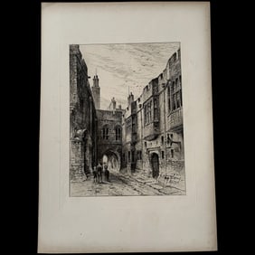 Norman Gateway, Windsor Castle – Architectural Etching after Herbert Railton (1857–1910)