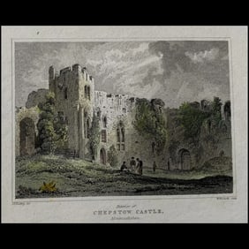 Chepstow Castle – Antique engraving by George Rowe (c.1850)