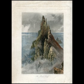 The Bent Cliff, West Coast of Ireland – Antique Hand-Colored Engraving by H. Fenn