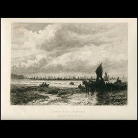 Fishing Boats off Whitby – Antique Maritime Etching by David Law (1831–1901)