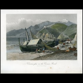 Ventimiglia on the Cornice Road – Antique Hand-Colored Steel Engraving by Harry Fenn