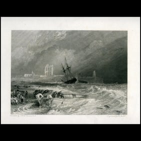 Coastal Shipwreck Scene – Antique Steel Engraving by W.R. Smith after J.M.W. Turner