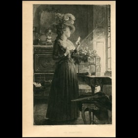 Antique Etching – The Billet-Doux – Tony Robert-Fleury & Léon Lambert