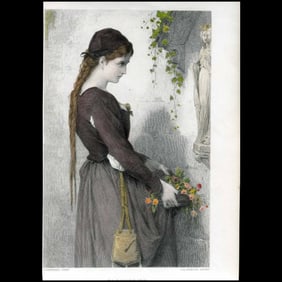 Antique Engraving "Marguerite" – After J. Bertrand (1826–1897), Engraved by C. A.