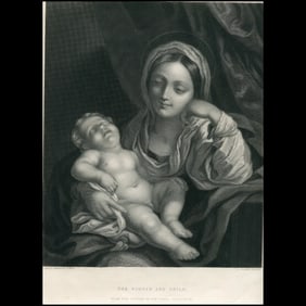 Antique Engraving "The Virgin and Child" – After Carlo Maratti (1625–1713), Engraved by