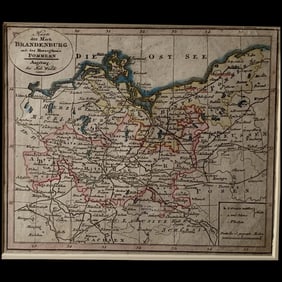 Map of Mark Brandenburg and the Duchy of Pomerania by J. Walch - 1812 engraving