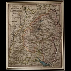 Map of the Kingdom of Württemberg and the Grand Duchy of Baden, Germany - J. Walch