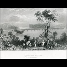 Columbia Bridge on the Susquehanna - Original Antique Engraving (c.1840)
