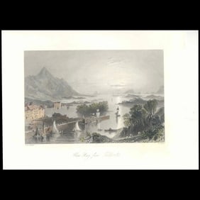 Clew Bay from Wesport (Ireland) - Antique steel engraving - 1840