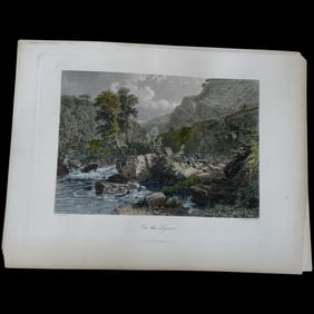 East Lyn river (Lynmouth in Devon, England) - Antique steel engraving - After S. Cook, c.1880