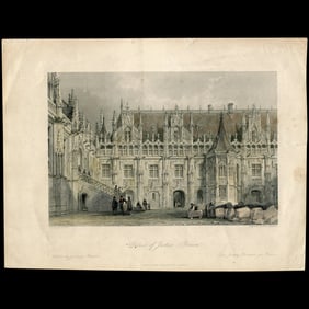 The Palace of Justice, Rouen. Antique steel engraving. 1846.