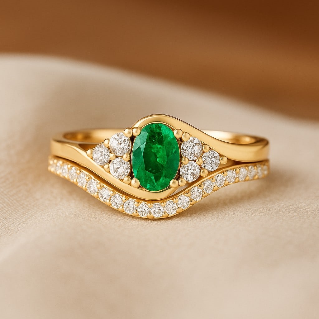 The Imperial Flame – Emerald & Diamond Vintage-Style Ring in 14k Gold (1 of 7)