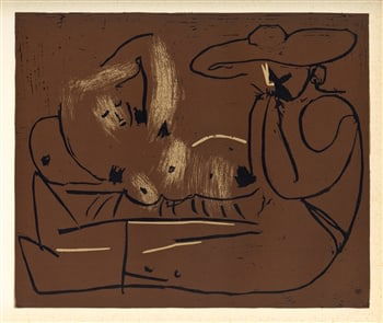 Pablo Picasso linocut "Reclining Woman and Picador Eating Grapes" (1 of 1)