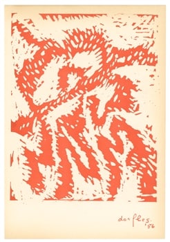 Gillo Dorfles original woodcut | Groupe Espace: Medium: original woodcut. Executed for the second volume (1956-57) of the very rare Documenti d'Arte d'Oggi, published in Milan by Groupe Espace. Size: 12 1/2 x 8 1/2 inches (318 x 218 mm). Signed in