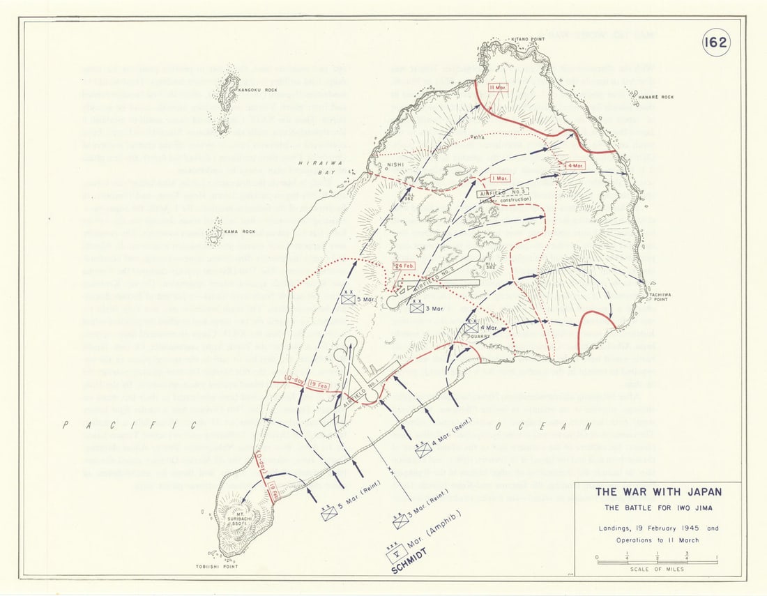 World War 2. Japan. February-March 1945 Battle for Iwo Jima. Landings 1959 map (1 of 1)